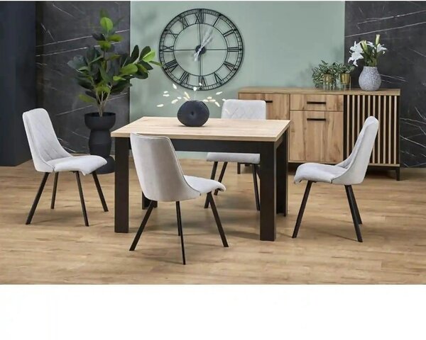Masa extensibila BAGIO, stejar/negru, PAL laminat, 120/160x80x77 cm