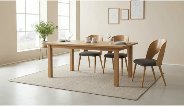 Scaun CADIZ, stejar/gri, stofa/placaj/lemn, 52x58x83 cm