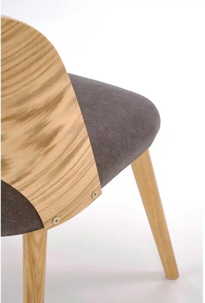Scaun CADIZ, stejar/gri, stofa/placaj/lemn, 52x58x83 cm