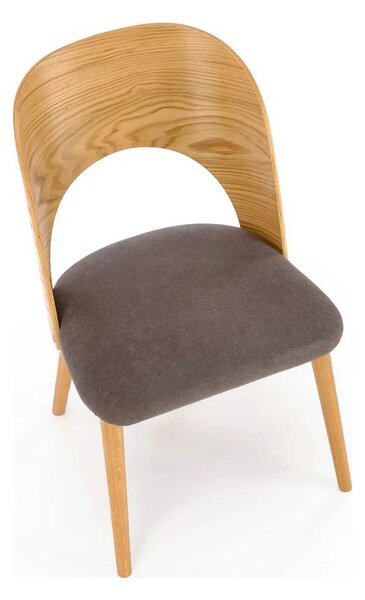 Scaun CADIZ, stejar/gri, stofa/placaj/lemn, 52x58x83 cm