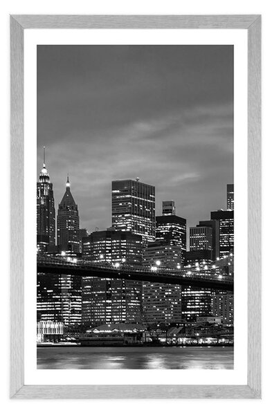 Poster cu passepartout pod în Brooklyn în alb-negru