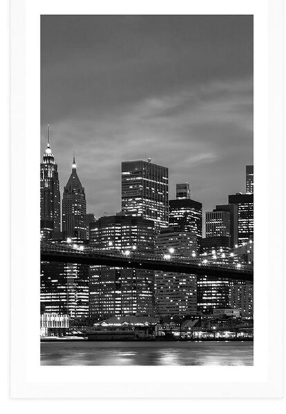 Poster cu passepartout pod în Brooklyn în alb-negru