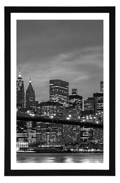 Poster cu passepartout pod în Brooklyn în alb-negru