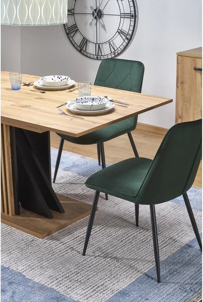 Masa living moderna FABIANO, stejar/negru, PAL laminat, 130/175x85x76