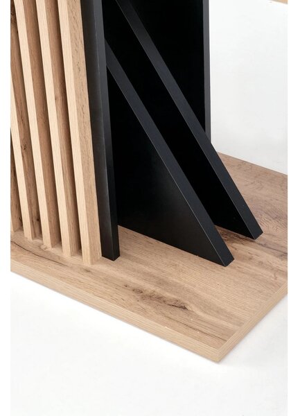 Masa living moderna FABIANO, stejar/negru, PAL laminat, 130/175x85x76