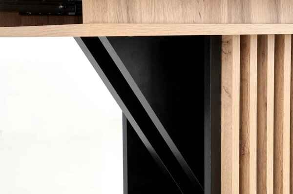 Masa living moderna FABIANO, stejar/negru, PAL laminat, 130/175x85x76