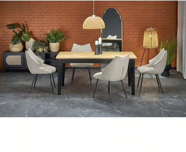 Masa extensibila EDMONDO, stejar/negru, PAL laminat/furnir, 160/240x90