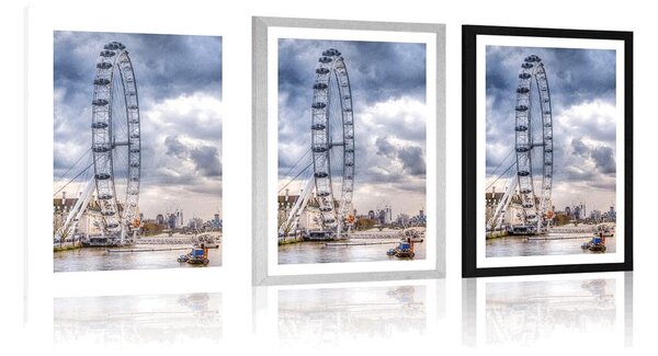 Poster cu passepartout Londra unică și râul Tamisa