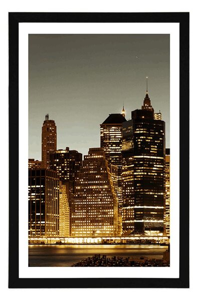 Poster cu passepartout New York de noapte