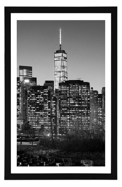 Poster cu passepartout centrul New York-ului în design alb-negru