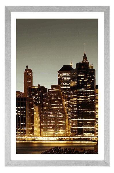 Poster cu passepartout New York de noapte
