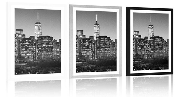 Poster cu passepartout centrul New York-ului în design alb-negru