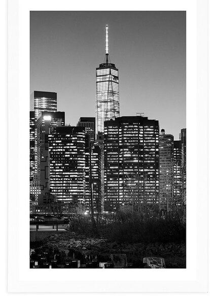 Poster cu passepartout centrul New York-ului în design alb-negru