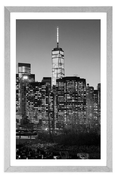 Poster cu passepartout centrul New York-ului în design alb-negru