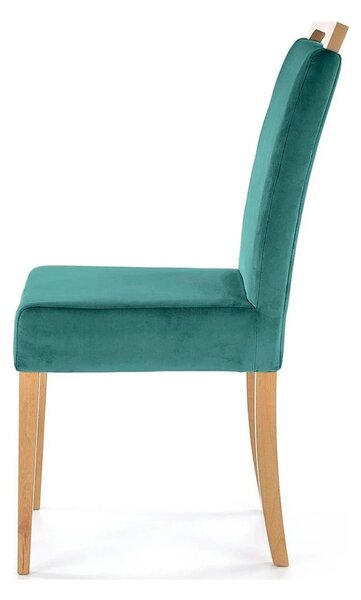 Scaun CLARION, verde/stejar, stofa catifelata/lemn, 42x58x97 cm