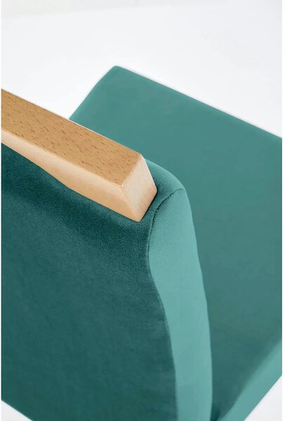 Scaun CLARION, verde/stejar, stofa catifelata/lemn, 42x58x97 cm