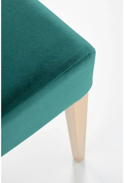 Scaun CLARION, verde/stejar, stofa catifelata/lemn, 42x58x97 cm