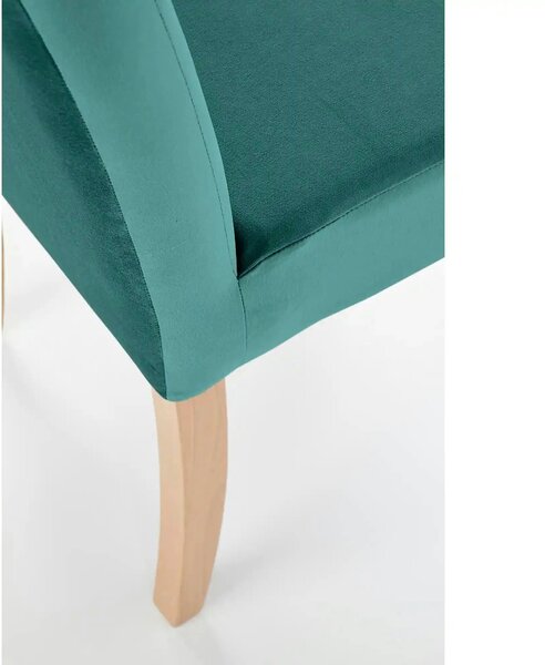 Scaun CLARION, verde/stejar, stofa catifelata/lemn, 42x58x97 cm