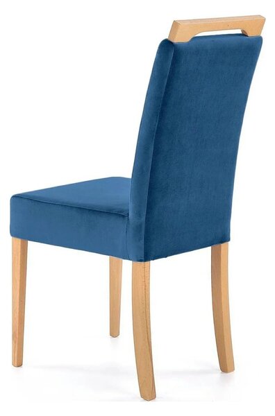 Scaun CLARION, albastru/stejar, stofa catifelata/lemn, 42x58x97 cm