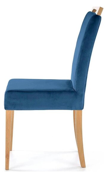 Scaun CLARION, albastru/stejar, stofa catifelata/lemn, 42x58x97 cm
