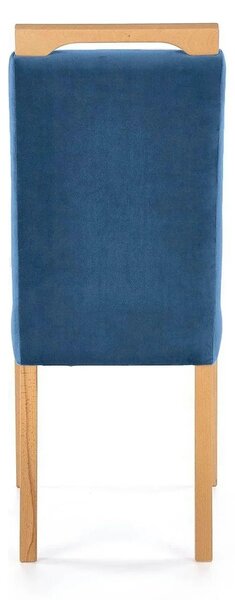 Scaun CLARION, albastru/stejar, stofa catifelata/lemn, 42x58x97 cm