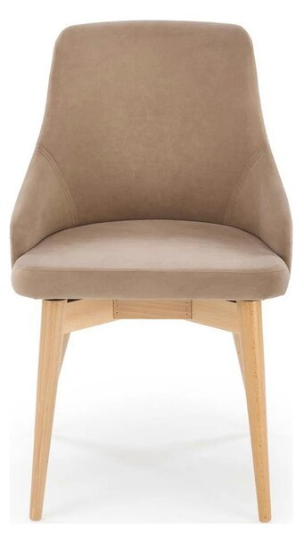 Scaun rotativ MALAGA, bej/stejar, stofa clasica/lemn, 50x53x79 cm