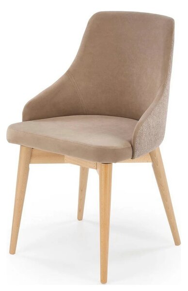 Scaun rotativ MALAGA, bej/stejar, stofa clasica/lemn, 50x53x79 cm
