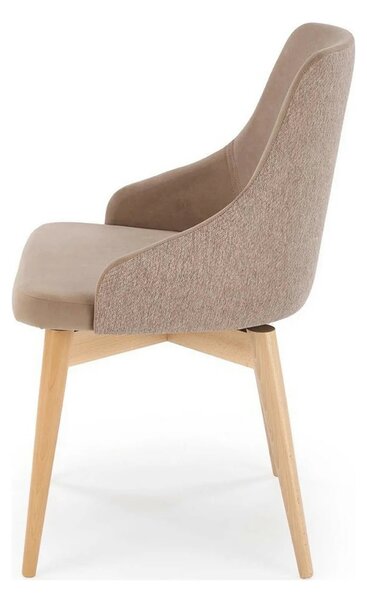 Scaun rotativ MALAGA, bej/stejar, stofa clasica/lemn, 50x53x79 cm