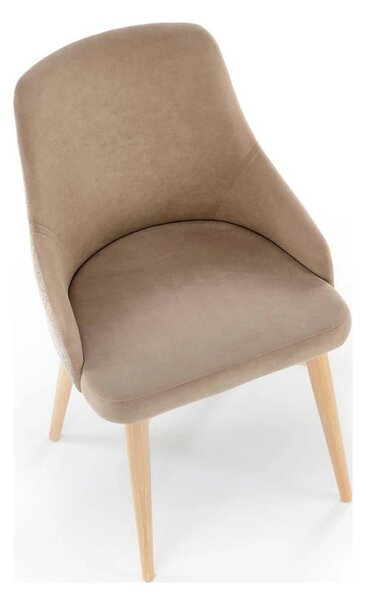 Scaun rotativ MALAGA, bej/stejar, stofa clasica/lemn, 50x53x79 cm