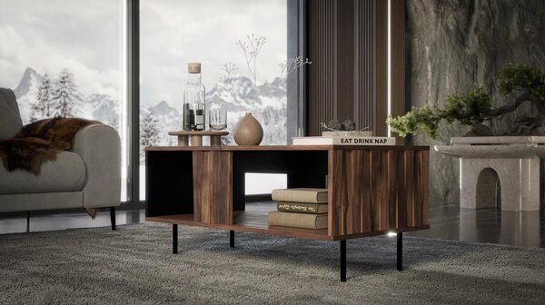 Masuta cafea SWING LAW-1, nuc/negru, PAL laminat/otel, 100x54x45 cm