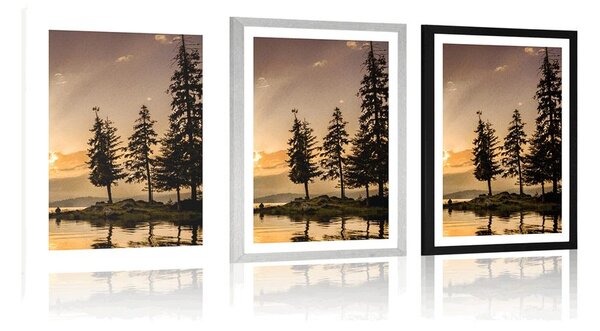 Poster cu passepartout lac de munte
