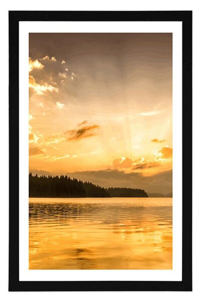 Poster cu passepartout reflecția lacului de munte