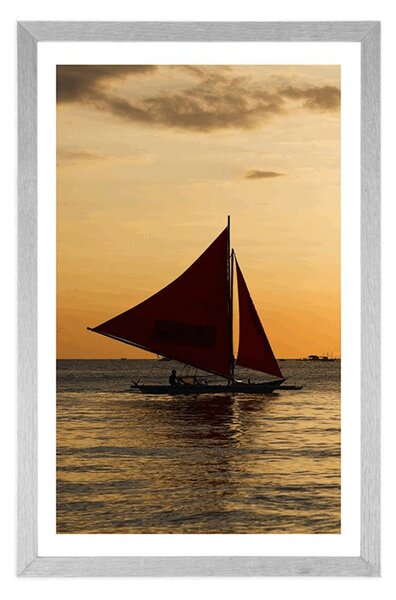 Poster cu passepartout apus de soare frumos la mare