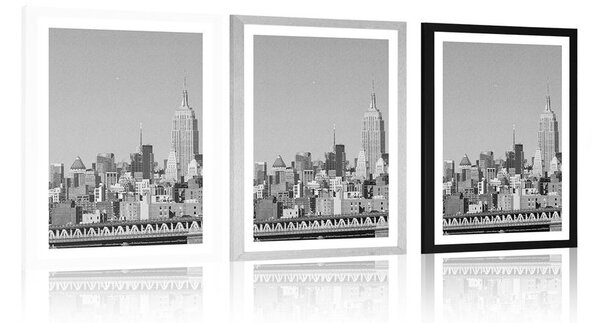 Poster cu passepartout New York magic în design alb-negru