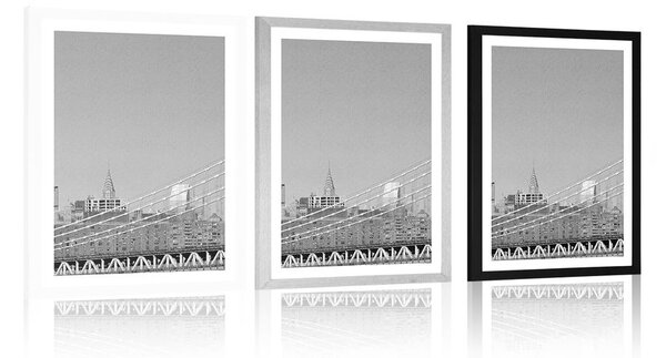 Poster cu passepartout zgârie-nori în New York în design alb-negru