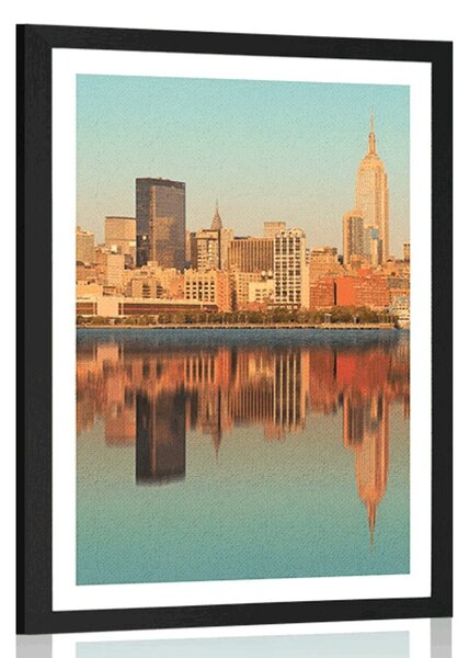 Poster cu passepartout New York fermecător reflectat în apă