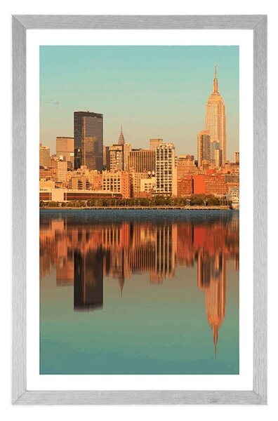 Poster cu passepartout New York fermecător reflectat în apă
