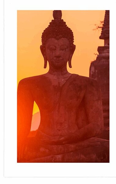 Poster cu passepartout statuie Buddha în mijlocul pietrelor
