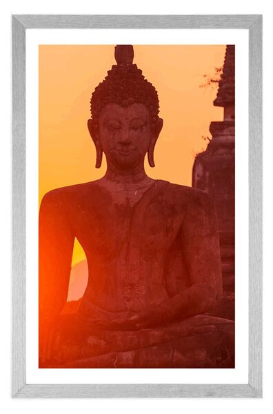 Poster cu passepartout statuie Buddha în mijlocul pietrelor