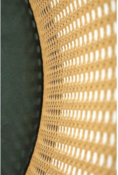 Scaun K508, verde inchis/negru, stofa catifelata/rattan sintetic, 54x5