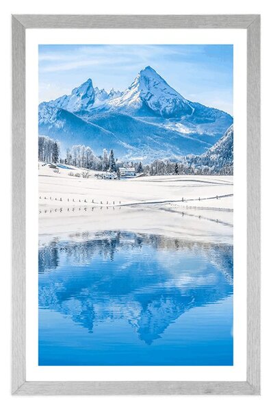 Poster cu passepartout peisaj înzăpezit în Alpi