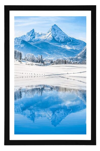 Poster cu passepartout peisaj înzăpezit în Alpi