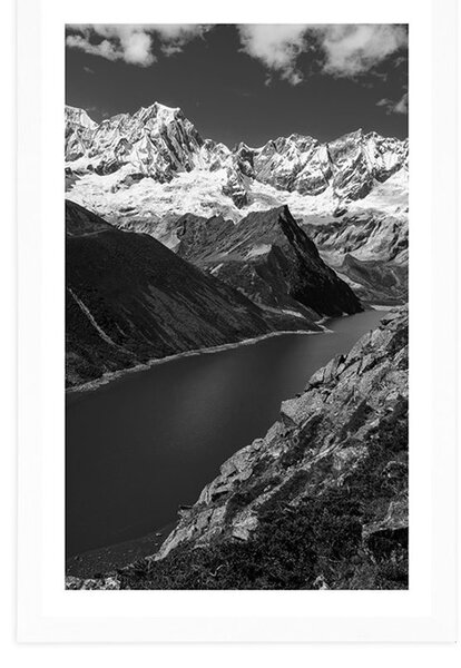Poster cu passepartout parcul național Patagonia în Argentina în design alb-negru