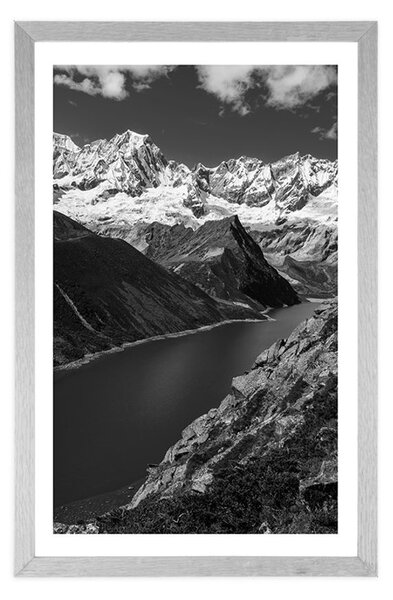 Poster cu passepartout parcul național Patagonia în Argentina în design alb-negru