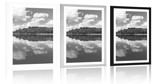 Poster cu passepartout natura în perioada de vară în design alb-negru