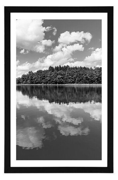 Poster cu passepartout natura în perioada de vară în design alb-negru