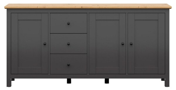 Comoda HESEN, gri grafit/stejar artisan, PAL melaminat, 199x44x96 cm