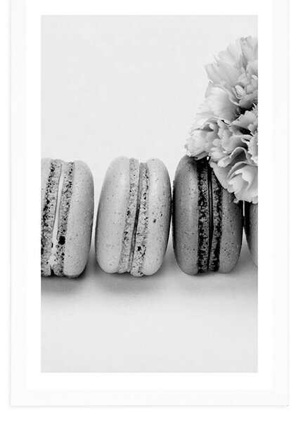 Poster cu passepartout macaroons delicioase în design alb-negru