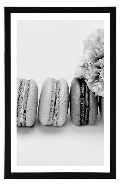 Poster cu passepartout macaroons delicioase în design alb-negru