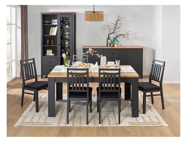 Vitrina HESEN, gri grafit/stejar artisan, PAL melaminat/sticla securiz